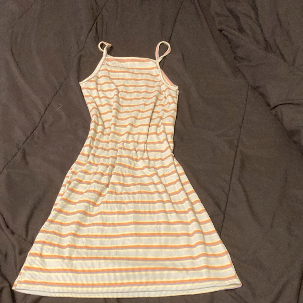 Mini green striped dress